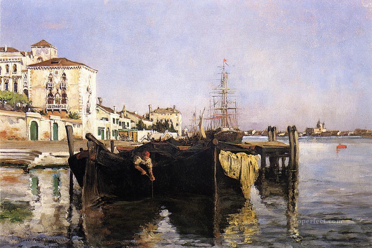 印象派の海景の眺め ジョン・ヘンリー・トワクトマン ヴェネツィア油絵